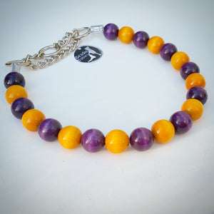 Yellow and Purple Bead Collar