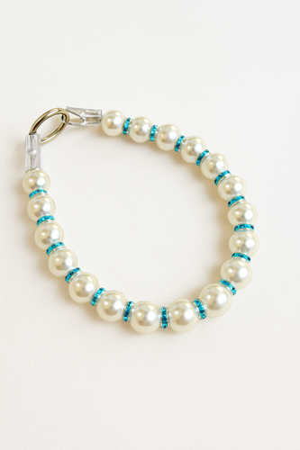Dime Piece Single Strand Pearl Collar - Blue jewels