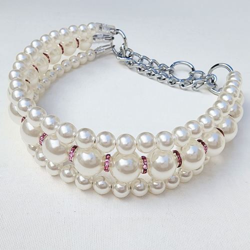 The Dime Piece Via Pearl Collar - Pink