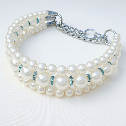 The Dime Piece Via Pearl Collar - Blue