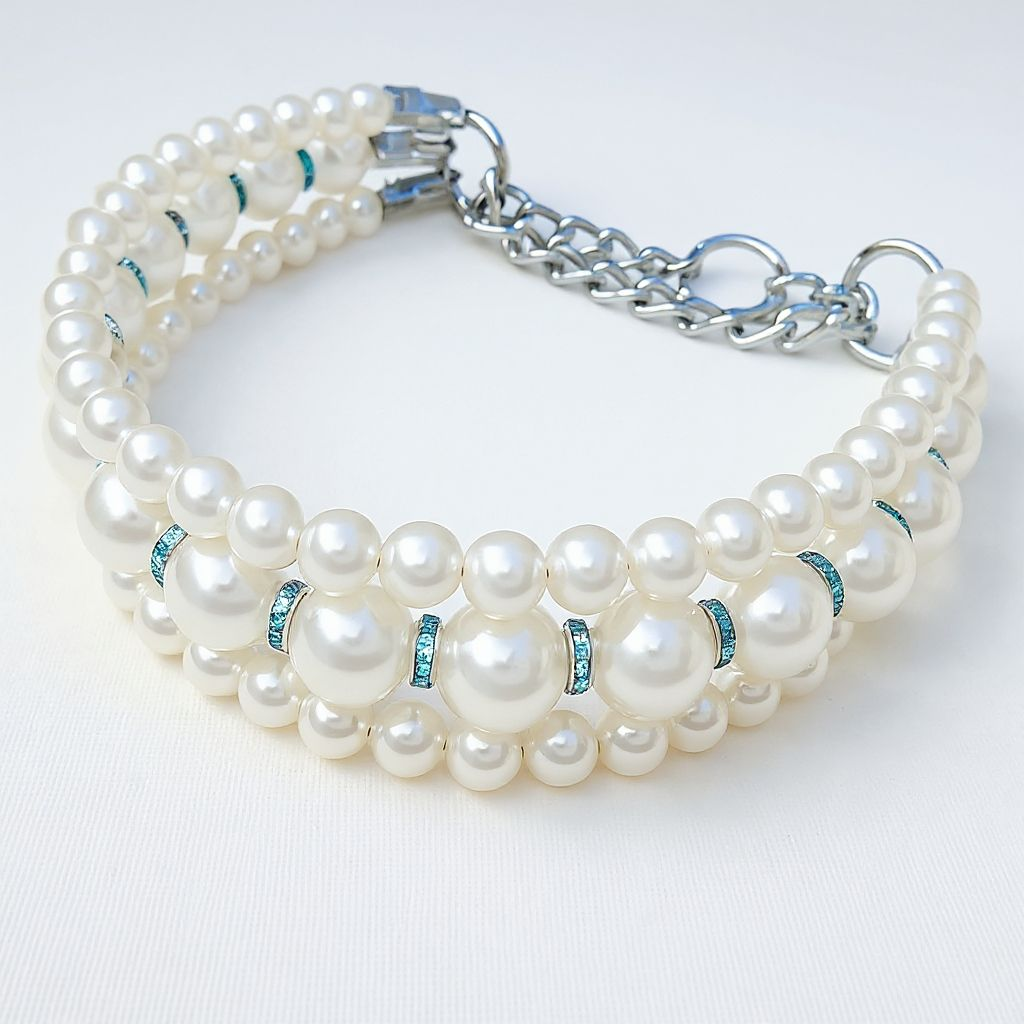 The Dime Piece Via Pearl Collar - Blue