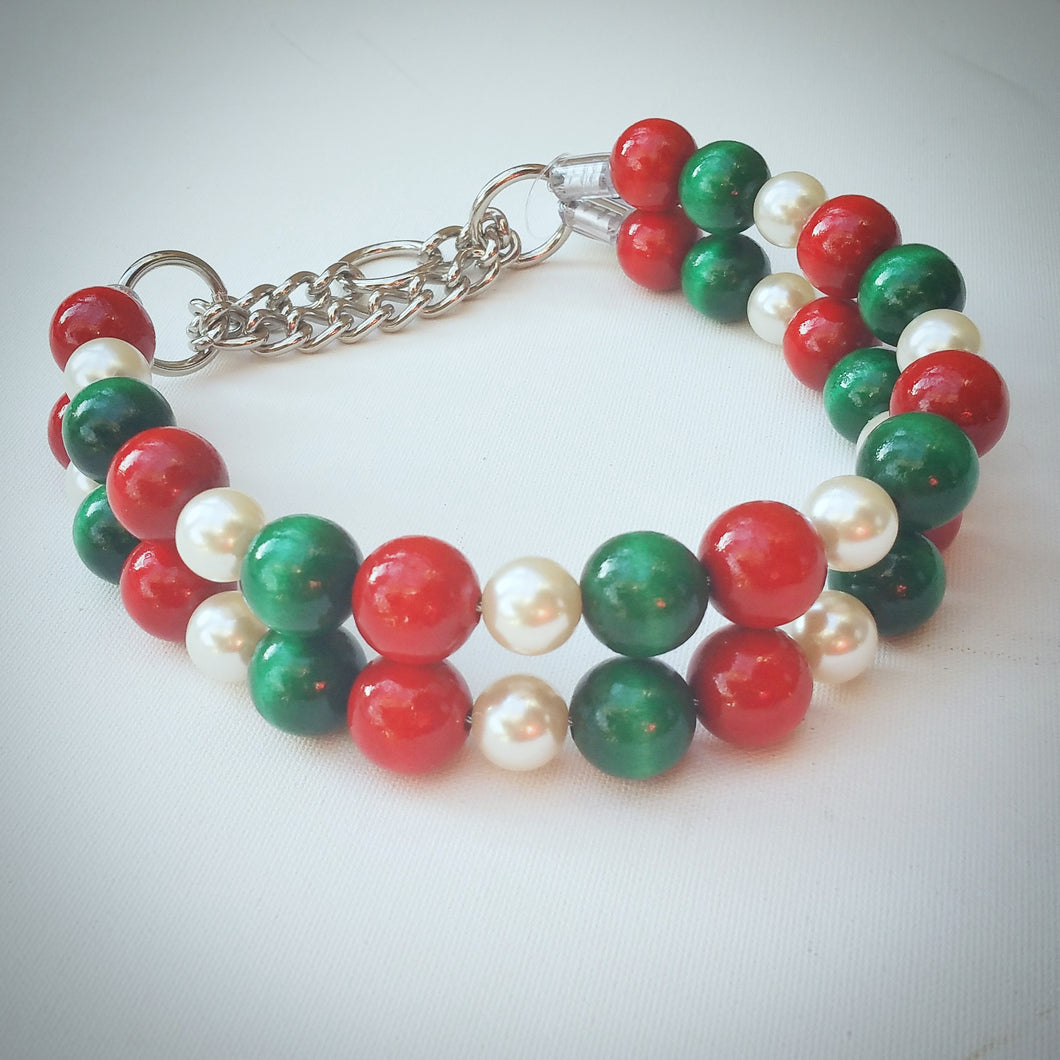 Christmas with Ivory Pearl Double Strand Bead Collar