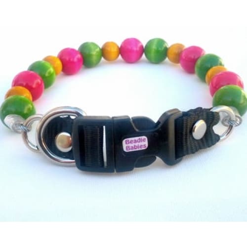 Pink Yellow and Green Bead Collar