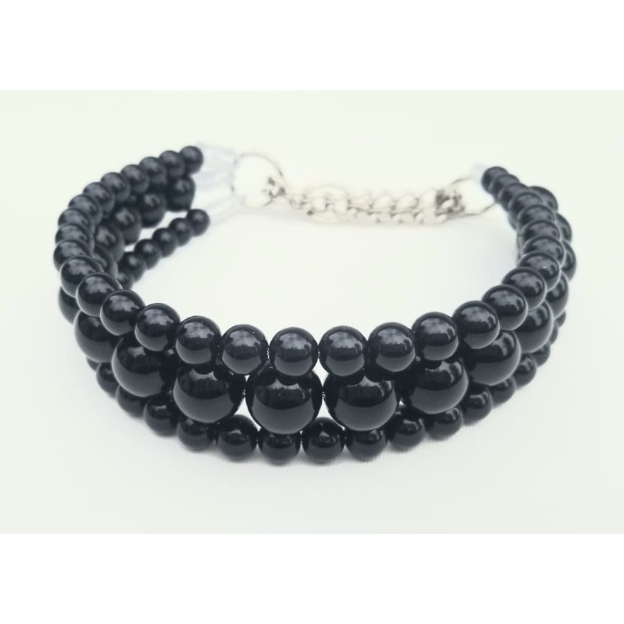 The Via in Black ~ Pearl Dog Collar