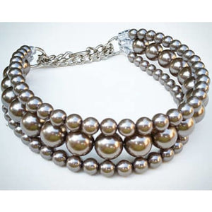 The Via in Charcoal ~ Pearl Dog Collar