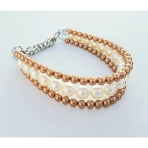 The Via in Gold and Ivory ~ Pearl Dog Collar