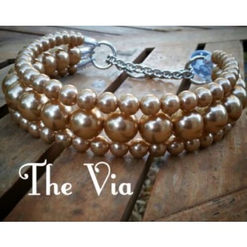 The Via in Gold ~ Pearl Dog Collar