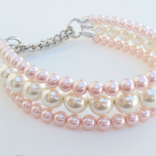 The Via in Ivory and Pink ~ Pearl Dog Collar
