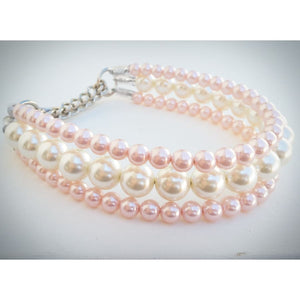 The Via in Ivory and Pink ~ Pearl Dog Collar