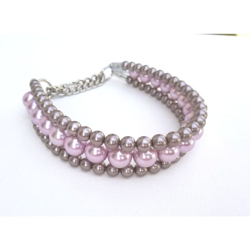 The Via in Lilac and Charcoal ~ Pearl Dog Collar